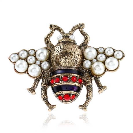 

Woman Vintage Punk Simulated Pearl Bee Adjustable Finger rings(Colorful)