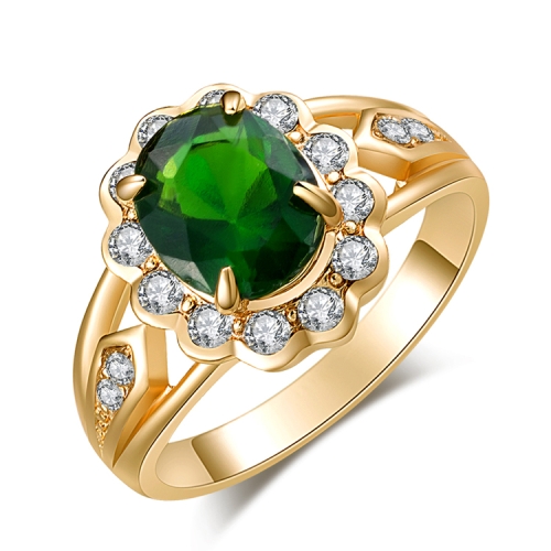 

Fashion Vintage Oval Green Gem Diamond Ring, Ring Size:7