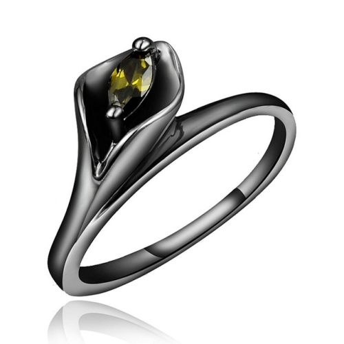 

Women Simple Zircon Leaf Diamond Ring Jewelry, Ring Size:6(Green )