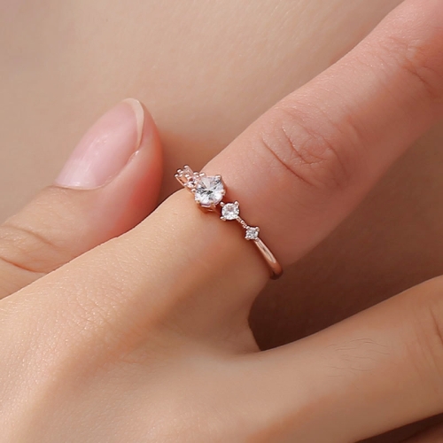 

Fashion Women Vintage with Diamond Metal Ring, Ring size:7(White)