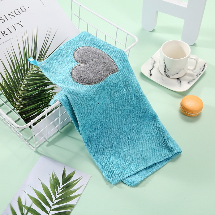 

Kitchen Cute Love Heart Pattern Soft Hand Towel Cleaning Dish Microfiber Wipe Table Cloth(Blue)