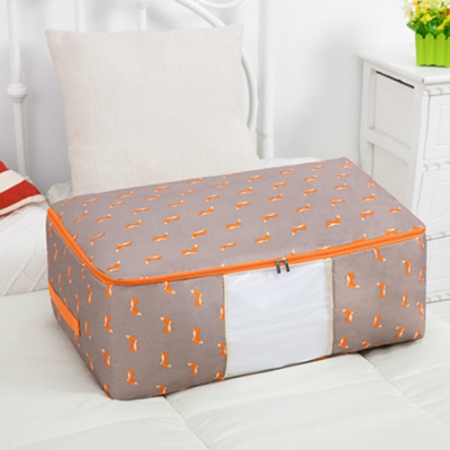 

2 PCS Portable Printing Pattern Waterproof Clothes Storage Bag Pillow Quilt Blanket Folding Closet Bag Organizer, Size: 55x35x20cm Orange Fox