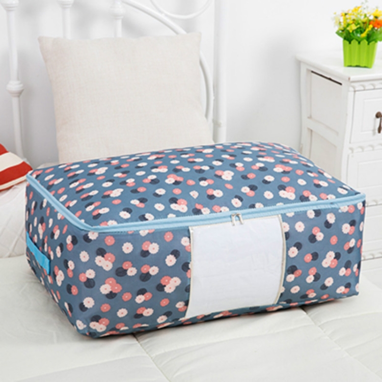 

2 PCS Portable Printing Pattern Waterproof Clothes Storage Bag Pillow Quilt Blanket Folding Closet Bag Organizer, Size: 55x35x20cm Blue Flower