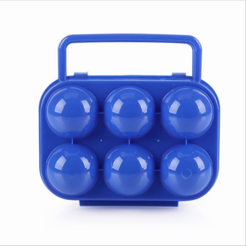 

2 PCS Portable Handle 6 Eggs Plastic Container Egg Storage Box Case(Blue)