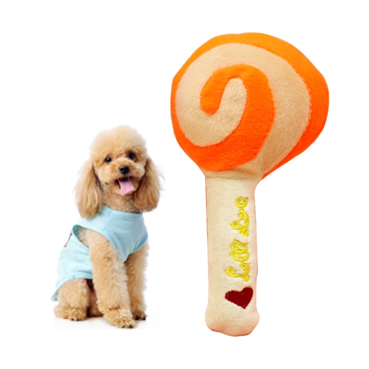 

WJ009400 Dog Chew Squeaky Plush Lollipop Design Pet Toys(Random Color Delivery)