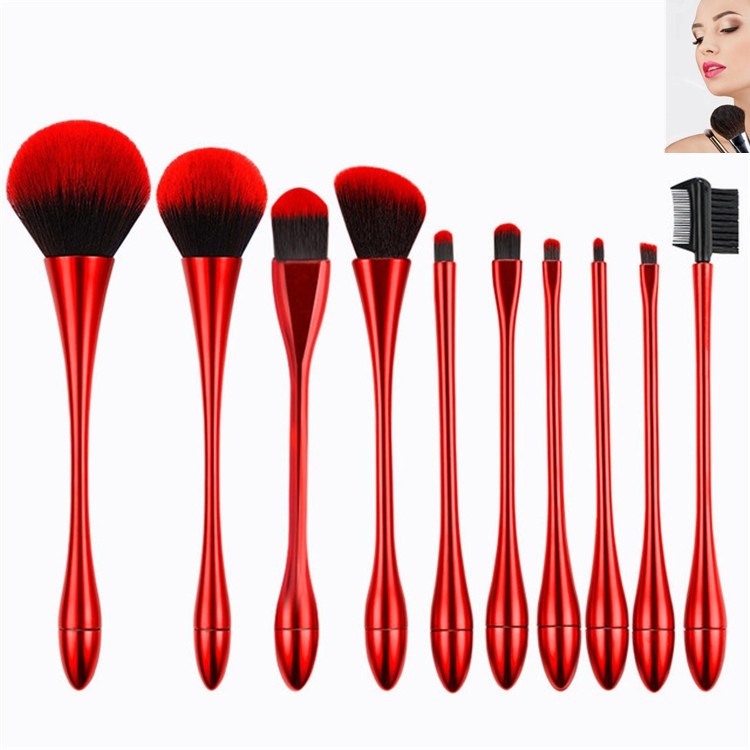 

10 In 1 Small Waist Goblet Makeup Brush Set Beauty Tools(Red)