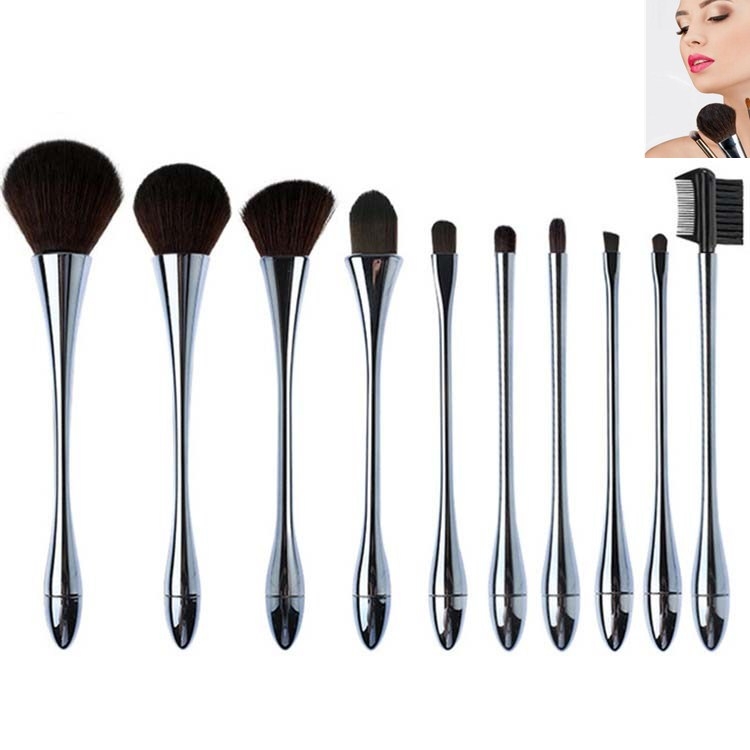 

10 In 1 Small Waist Goblet Makeup Brush Set Beauty Tools(Silver)