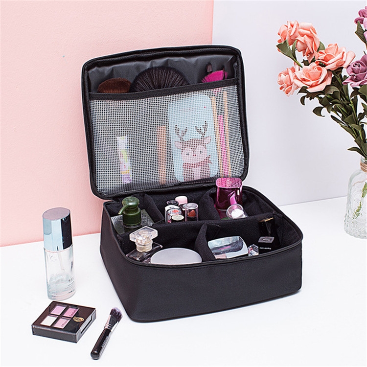 

Cosmetic Bag Large Capacity Simple Wash Bag Travel Waterproof Portable Cosmetic Storage Bag, Style:Net Pocket(Black)