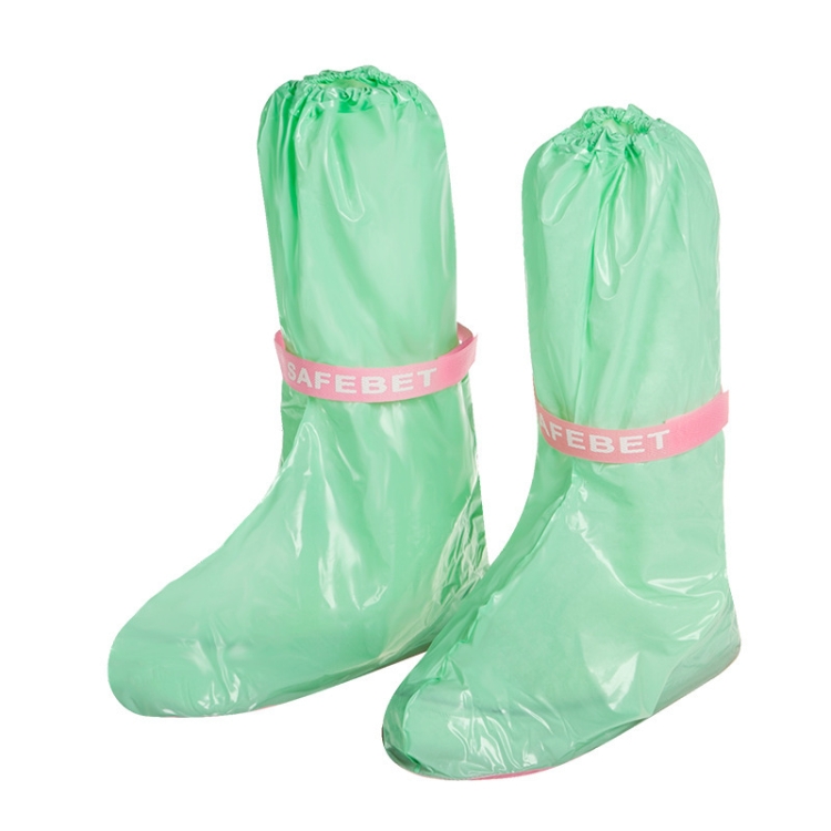 

High Tube PVC Non-slip Waterproof Reusable Rain Shoe Boots Cover, Size:L(Green)