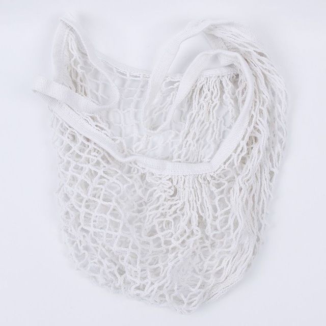 

2 PCS Mesh Shopping Bag Reusable String Fruit Storage Handbag Totes Women Shopping Mesh Net Woven Bag Shop Grocery Tote Bag(White)