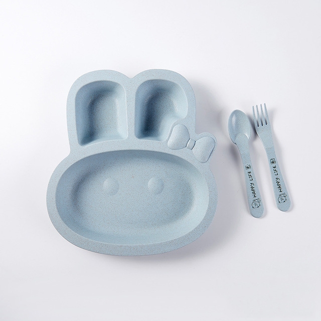 

Children Cartoon Cute Rabbit Dinner Plate(Blue)