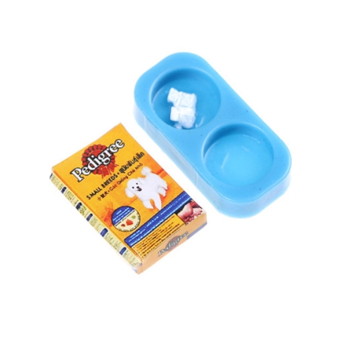 

Doll House Mini Dog Cat Pet Food with Plate Simulation Furniture Model Toys(Dog Food)