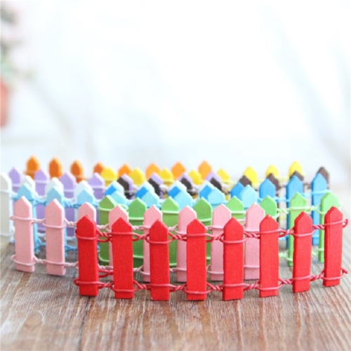 

10 PCS Handmade Doll House Miniature Colorful Wooden Fence, Color Random Delivery