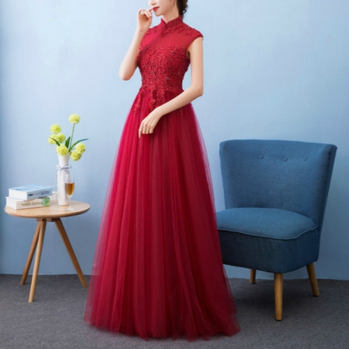 

Chinese Wedding Dress Bride Long Cheongsams Party Dresses, Size:M(Red)