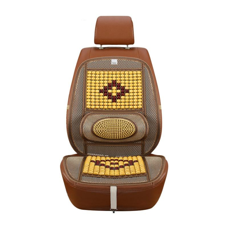 

Car Seat Covers Summer Cool Wooden Beads Single Piece Ventilation Breathable Cool Pad Car Cushion Supplies(Beige)