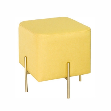 

Nordic Home Fabric Metal Shoe Bench Simple Creative Square Small Stool Sofa Bench(Burlap Yellow 45X45X42cm)