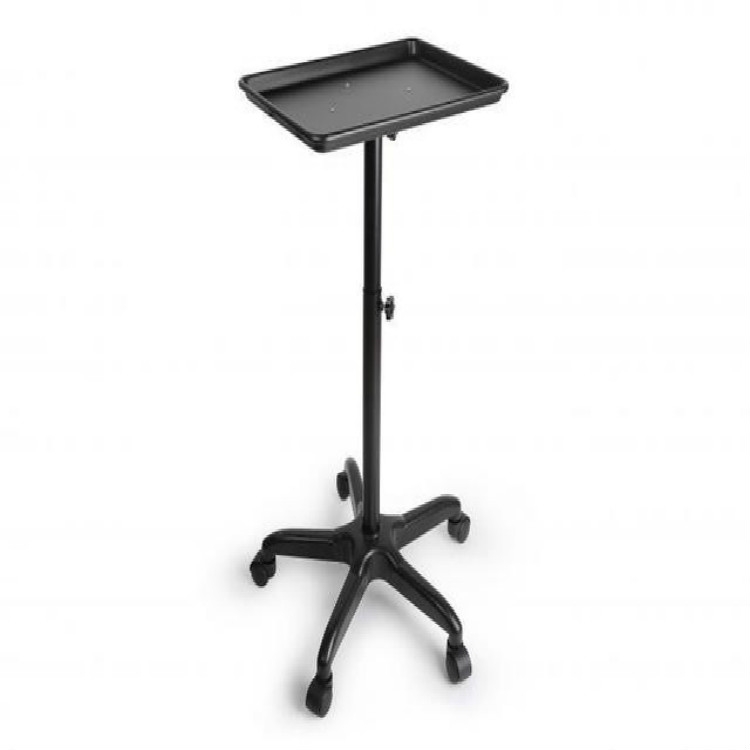 

Aluminium Hair Salon Instrument Tray Adjustable Height Trolley Beauty Tools, Color:Black (Without Hair Dryer)