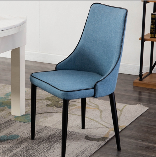 

Modern Minimalist Home Backrest Cafe Hotel Creative Restaurant Chair Solid Wood Dining Chair(Cotton Denim Blue)