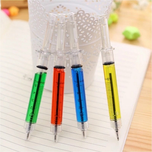 

4 PCS 0.7mm Kawaii Cute Syringe Model caneta Ballpoint Pens Office Stationery Writing School Supplies Random Color Delivery