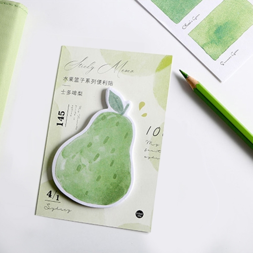

2 PCS Creative Fruit Party Watermelon Memo Pad Sticky Notes Memo Notepad Bookmark Gift Stationery(Pear)