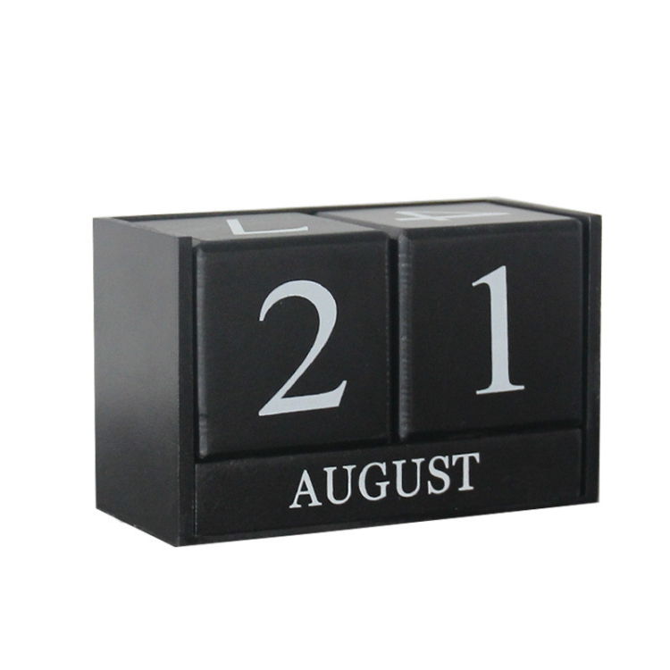 

Wooden Calendar Creative Home Decoration Ornaments Living Room Desktop(Black)
