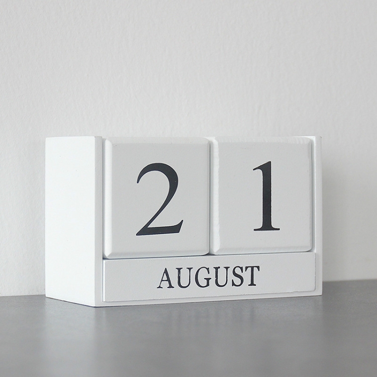 

Wooden Calendar Creative Home Decoration Ornaments Living Room Desktop(White)