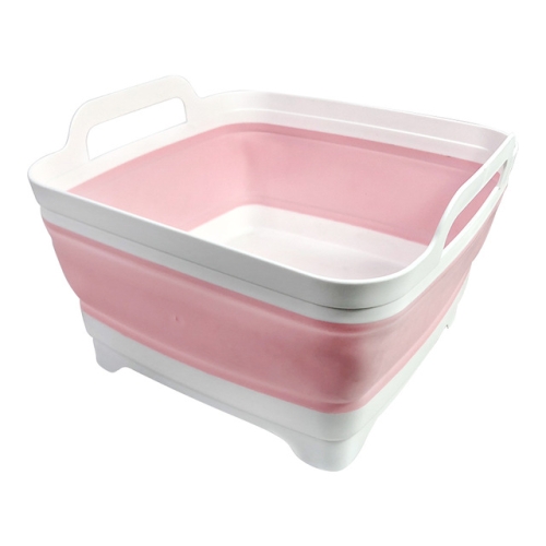 

Folding Sink Fruit Vegetable Washing Washbasin Drain Basket Portable Basins(Pink)