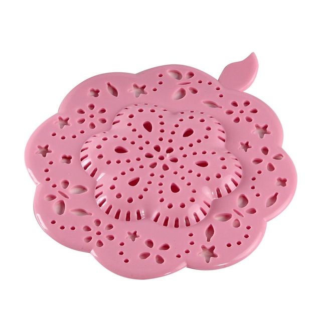 

Kitchen Flower Shape Sink Silicone Stopper Bathroom Hair Catcher(Light Pink)