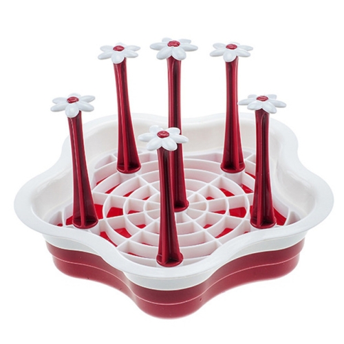 

3 PCS Plum Blossom Shape Storage Gadget Plastic Shelf Drainage Cup Rack Kitchen Tool(Red)