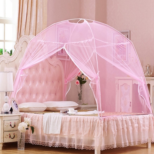 

Heighten Encrypted Bottomed Yurt Mosquito Net, Size:90x200-100x200 cm(Pink)