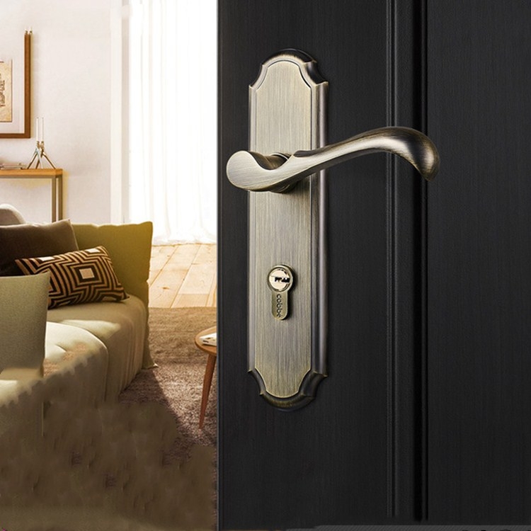 

COBBE Indoor Bedroom Door Lock Bathroom Toilet Silent Door Handle Household Universal Lock, Color:Green Bronze