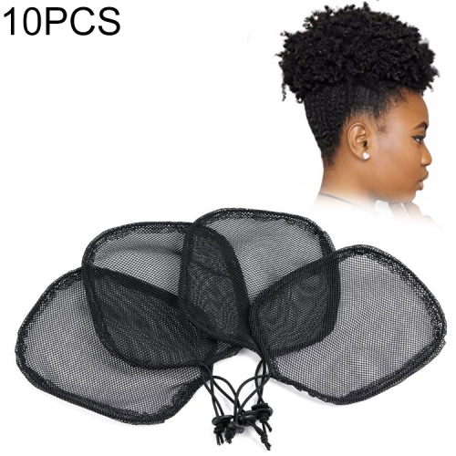 

10 PCS Wig Hat Making Ponytail Black Hairless Net Hair Net(Black)