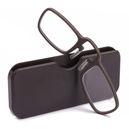 

2 PCS TR90 Pince-nez Reading Glasses Presbyopic Glasses with Portable Box, Degree:+1.00D(Brown)