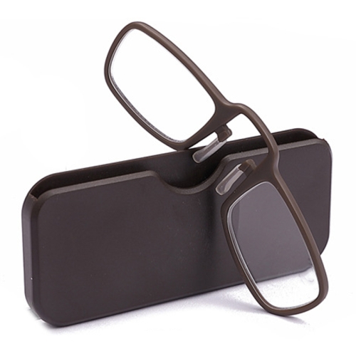 

2 PCS TR90 Pince-nez Reading Glasses Presbyopic Glasses with Portable Box, Degree:+2.00D(Brown)