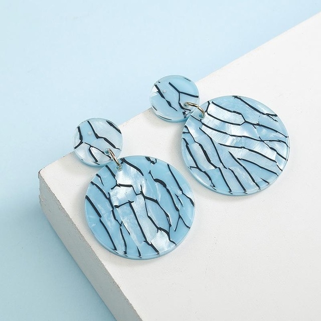 

2 PCS Fashion Simple Crack Design Acrylic Geometric Round Earring for Women(Blue)