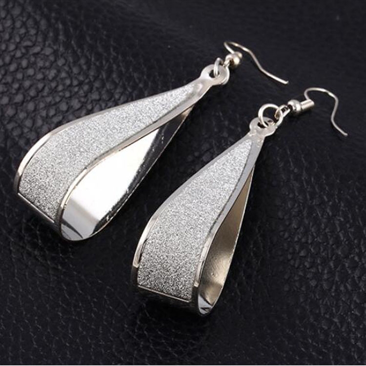 

Fashion Water Drop Shape Frosted Long Earrings For Women(Silver)