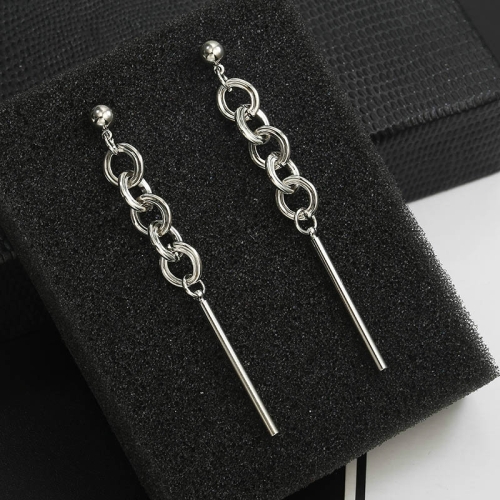 

Fashion Long Chain Women Punk Personality Earrings(Silver)