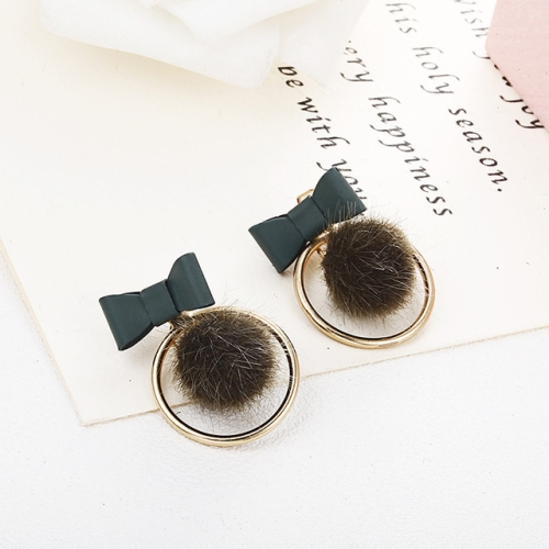 

Fashion Simple Bowknot Plush Balls Design Earrings for Women(Green)