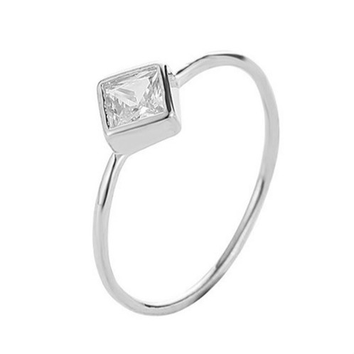 

Square Zircon Simple Engagement Rings for Women Fashion Jewelry, Ring Size:8(Silver)