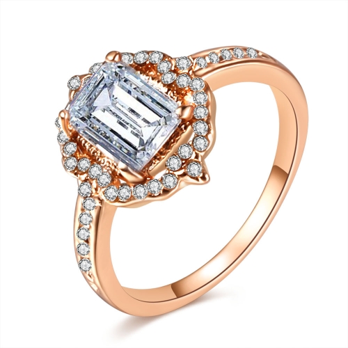 

Woman Fashion Square Diamond Wedding Ring, Ring size:8(Rose gold)