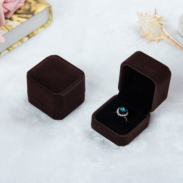 

3 PCS Wedding Jewelry Accessories Squre Velvet Jewelry Box Jewelry Display Case Gift Boxes Ring Earrings Box(Coffee)