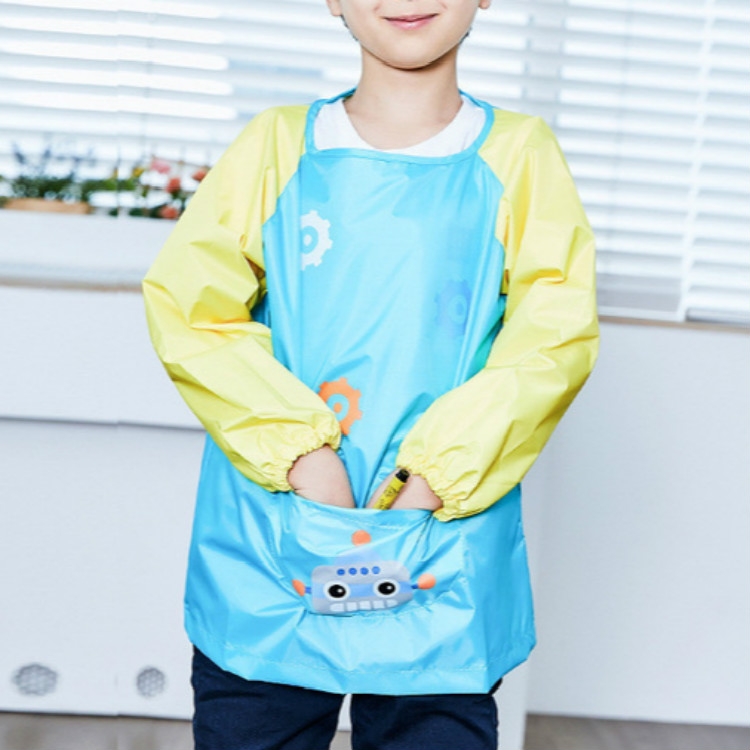 

Waterproof Cartoon Dirt-resistant Light Breathable Drawing Clothes Apron for Children, Size:L(Lake Blue)