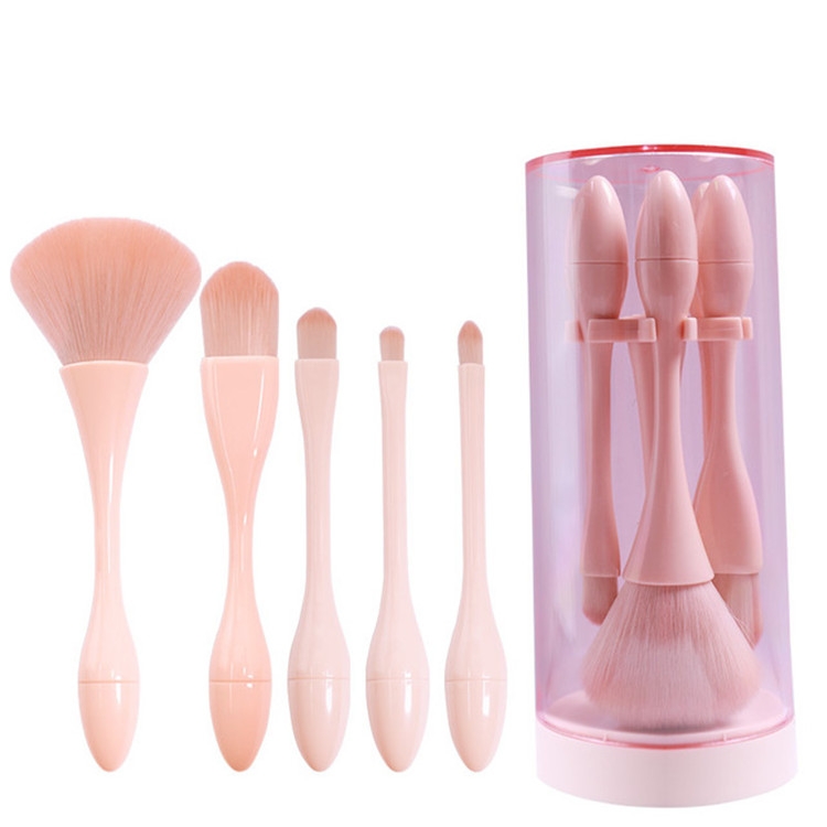 

Mini Makeup Brush Set Portable Tool Beauty Makeup Brush Small Waist Brush, Style:Mini Skin Tone 5 Sticks + Stand