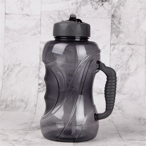

1.5L Large Capacity Outdoor Sports Bottle Space Cup Straw Handle Fitness Plastic Water Cup(Black)