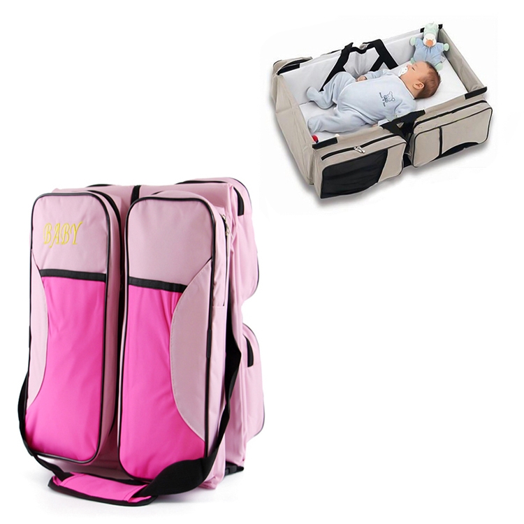 

Newborn Baby Portable Travel Foldable Bed Mummy Pack Bag(Pink)