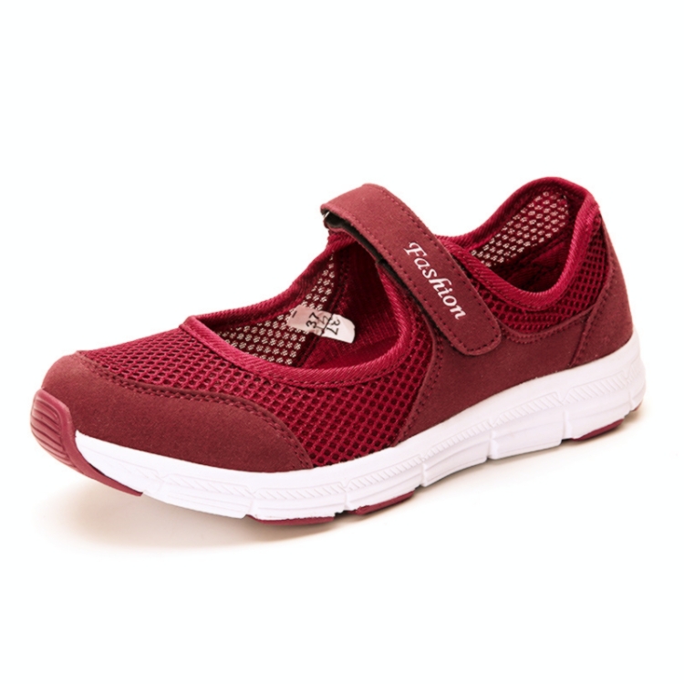 

Women Casual Mesh Flat Shoes Soft Sneakers, Size:42(Red)