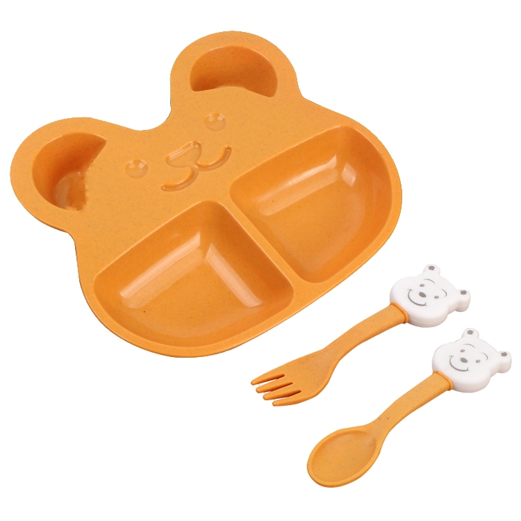 

Wheat Straw Bear Cartoon Cutlery Set(Brown)