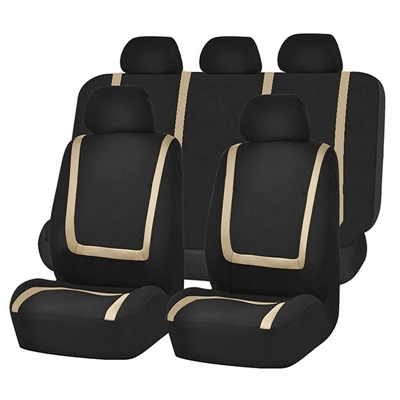 

Universal Car Seat Cover Polyester Fabric Automobile Seat Covers Car Seat Cover Vehicle Seat Protector Interior Accessories 9pcs Set Beige