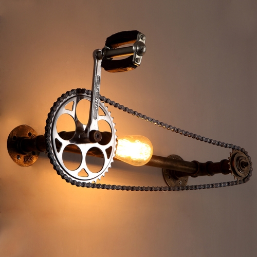 

E27 LED Gear Water Pipe Bicycle Wall Lamp Creative Bar Cafe Personality