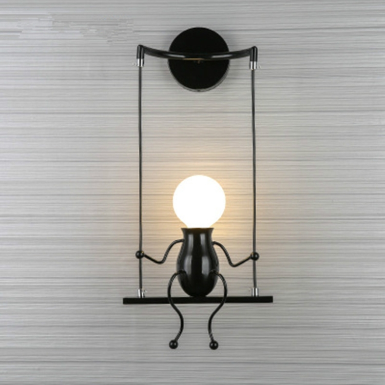 

E27 LED Personality Creative Retro Wrought Iron Villain Wall Lamp without Bulb(Black)